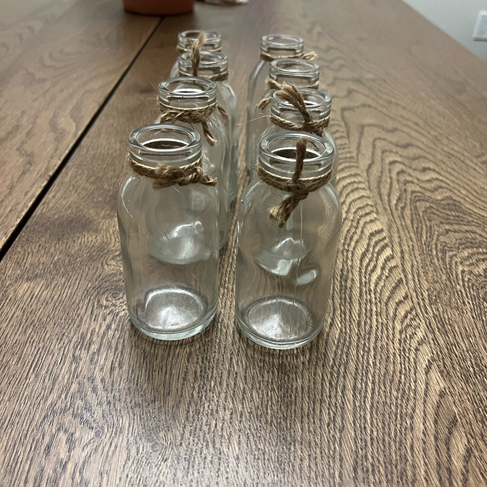 Set of Clear Glass Bottles with Twine